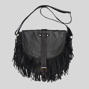 Pelechecoco Paula Bohemian 100% Recycled Leather Crossbody Bag Front Fringes